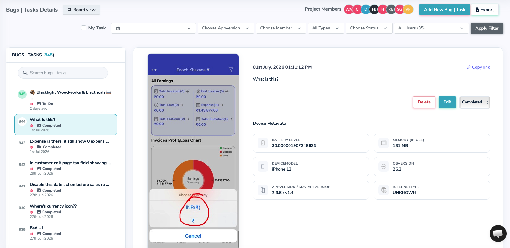 The AI-powered Bug List with detailed issue tracking and smart insights.