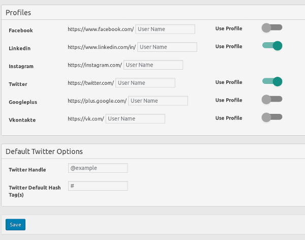 Profile options