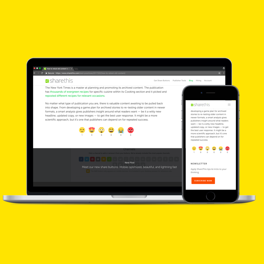 Mobile friendly Reaction buttons.
