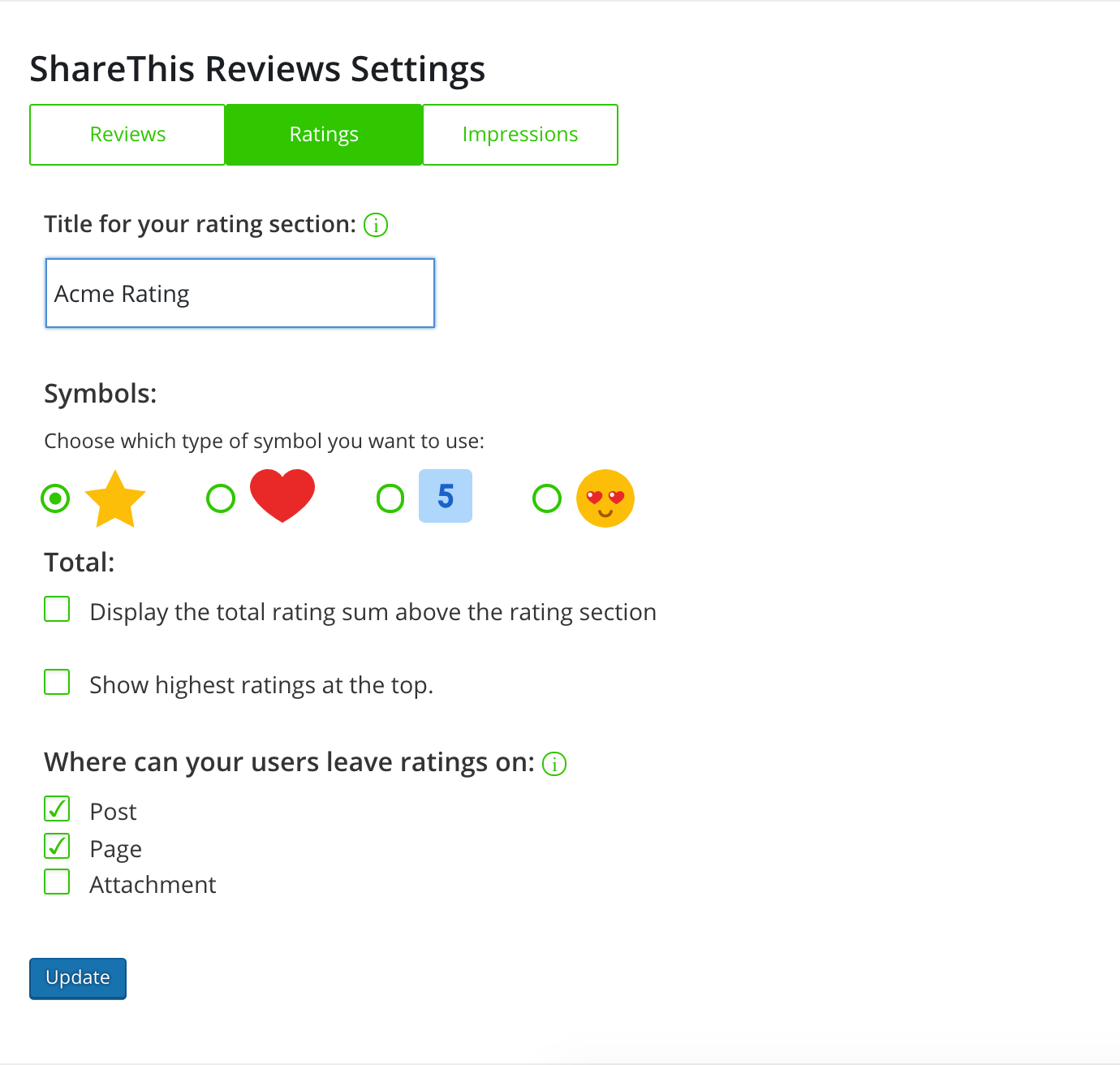 Review page options.