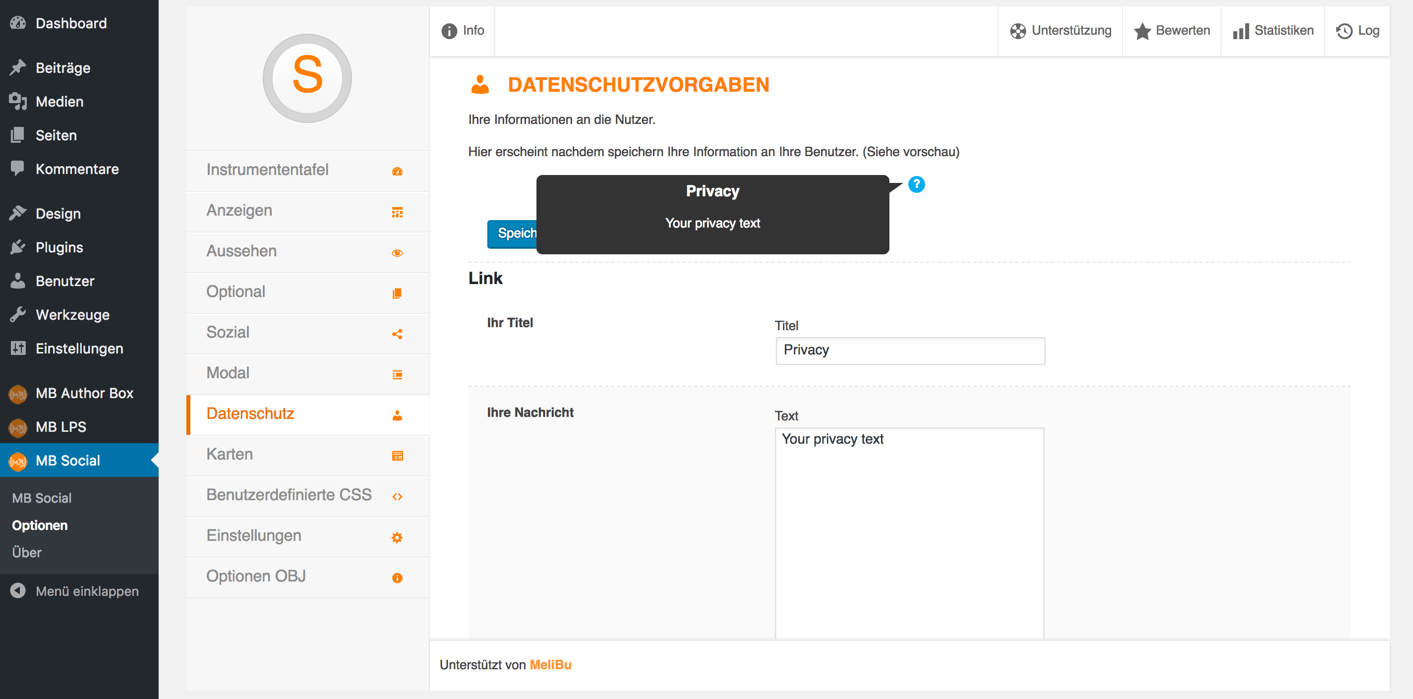 And use directly the Melabu Social Find/Follow widget, enter your short code itself or in any text widget