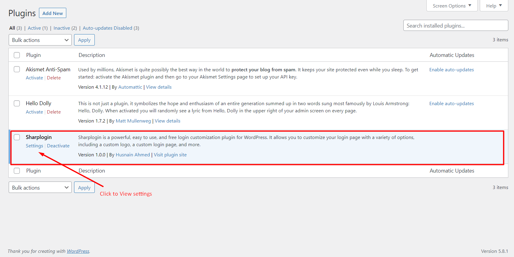 Activate the plugin and click on *Settings*