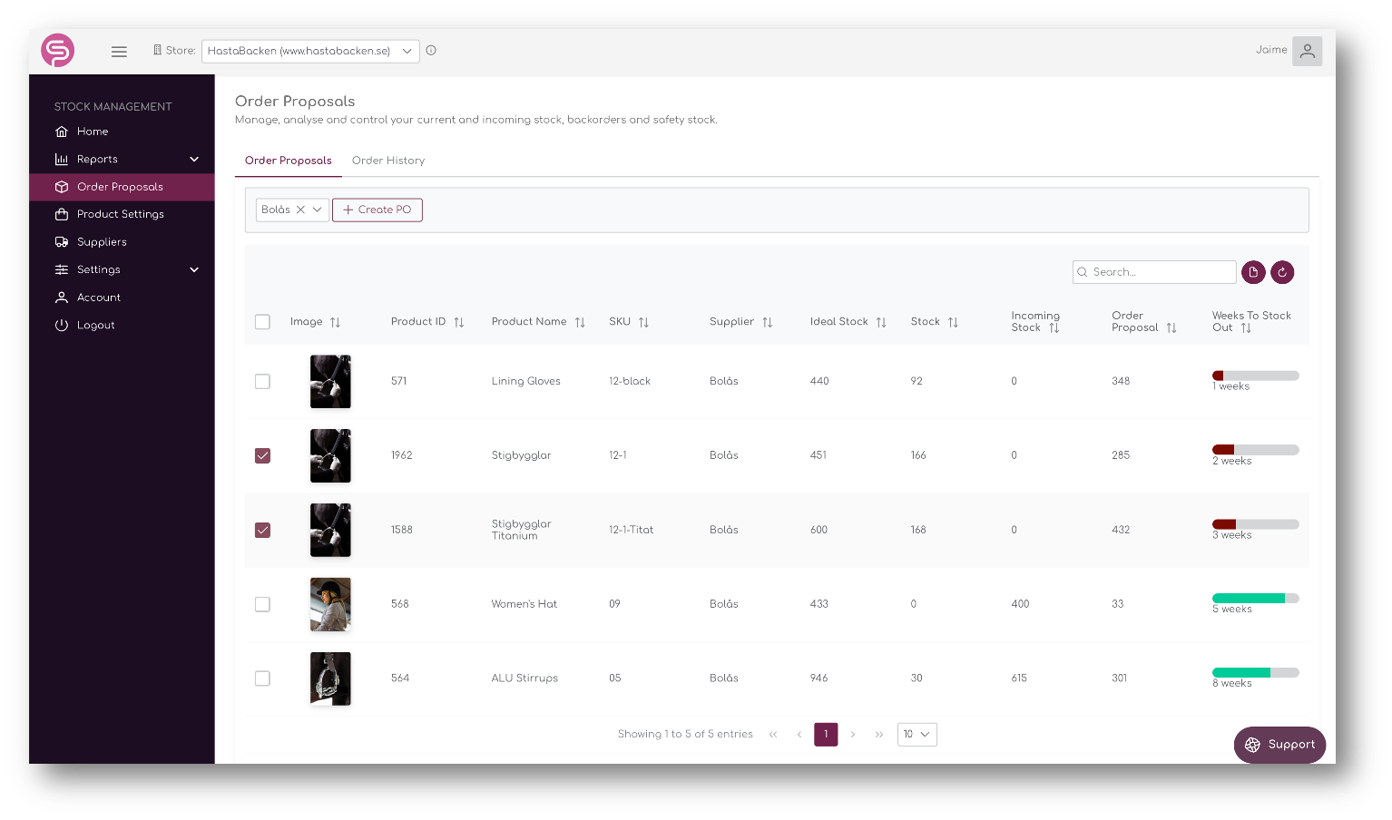 Create Purchase Orders and manage Incoming Stock across warehouses.