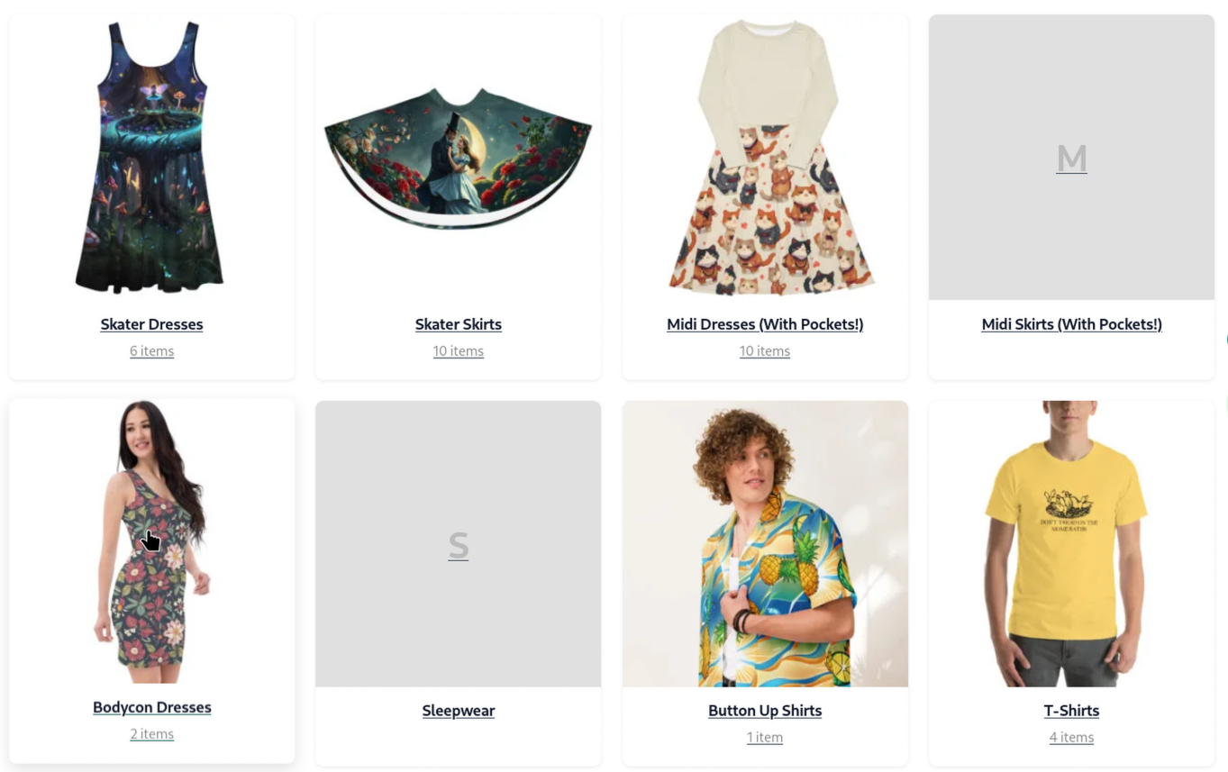 A rendered grid on the frontend