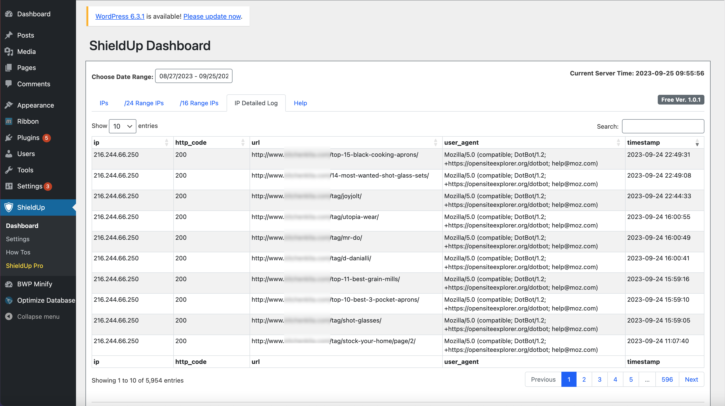 Main Dashboard - More details for selected IP or IP Range