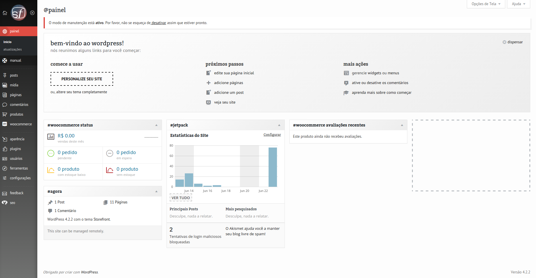 Wordpress Admin Dashboard