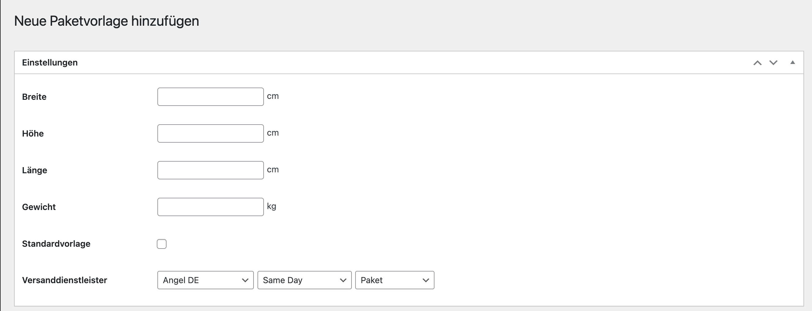 Create parcel templates with just a few clicks.