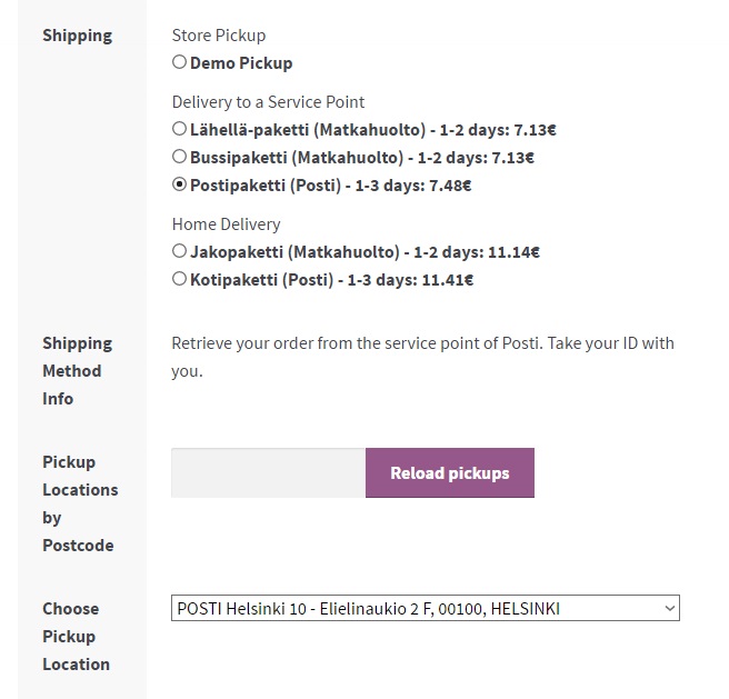 Order review on the checkout page