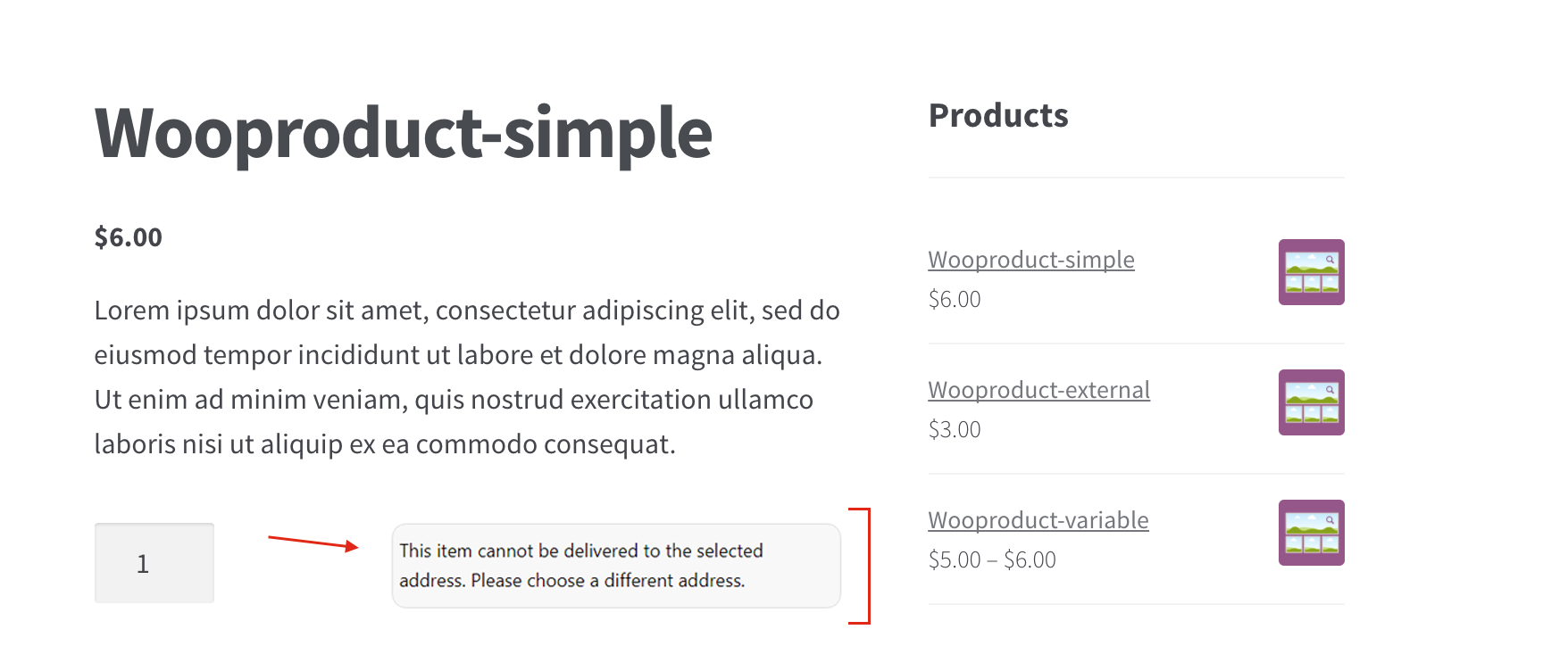 Single product page