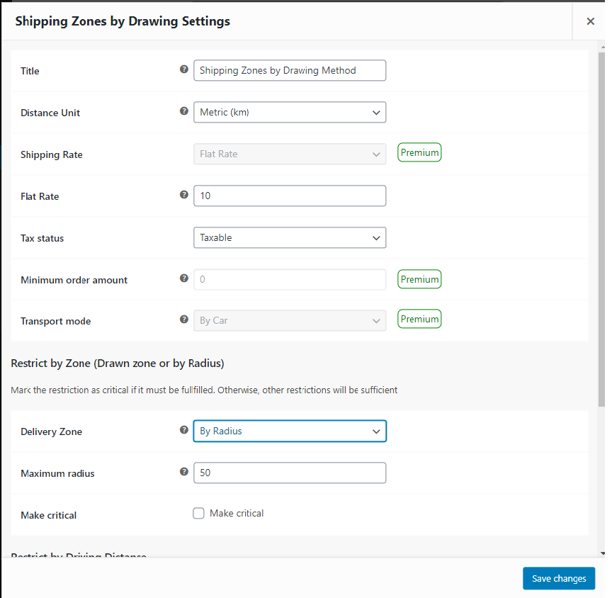 Add your delivery map to a shipping method