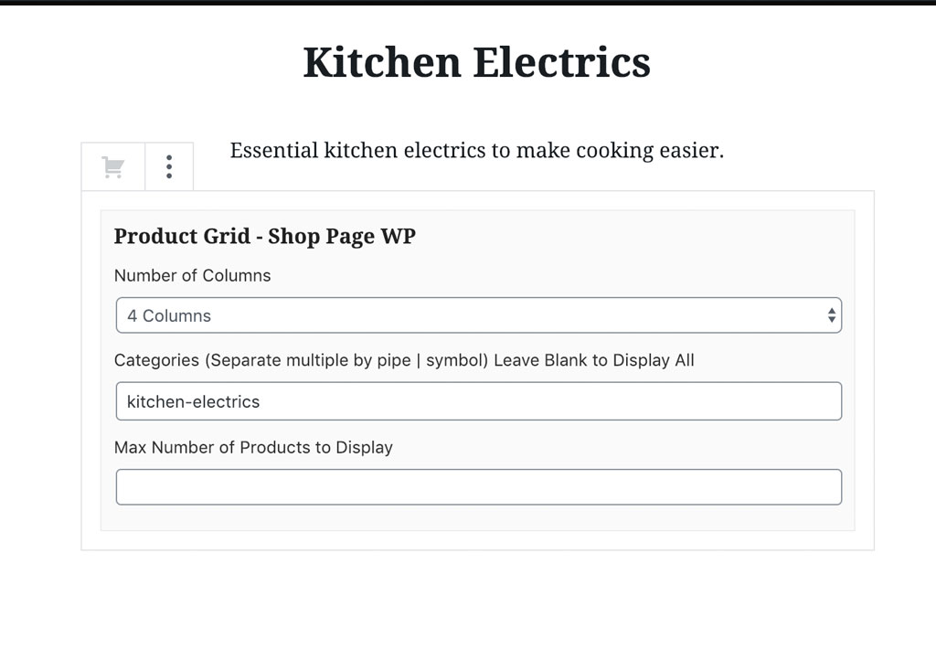 Gutenberg Block in page editor