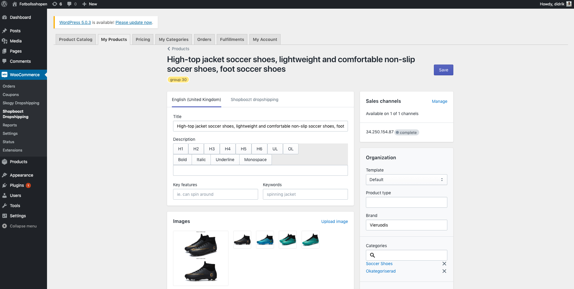 Overview of products you have added