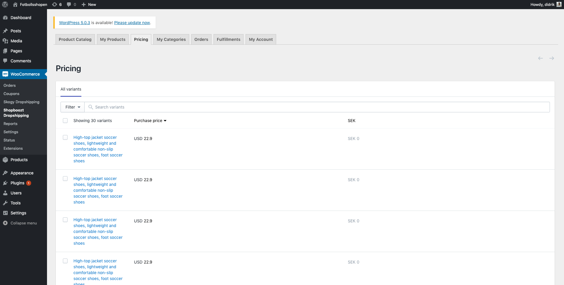 Map added products categories with your store