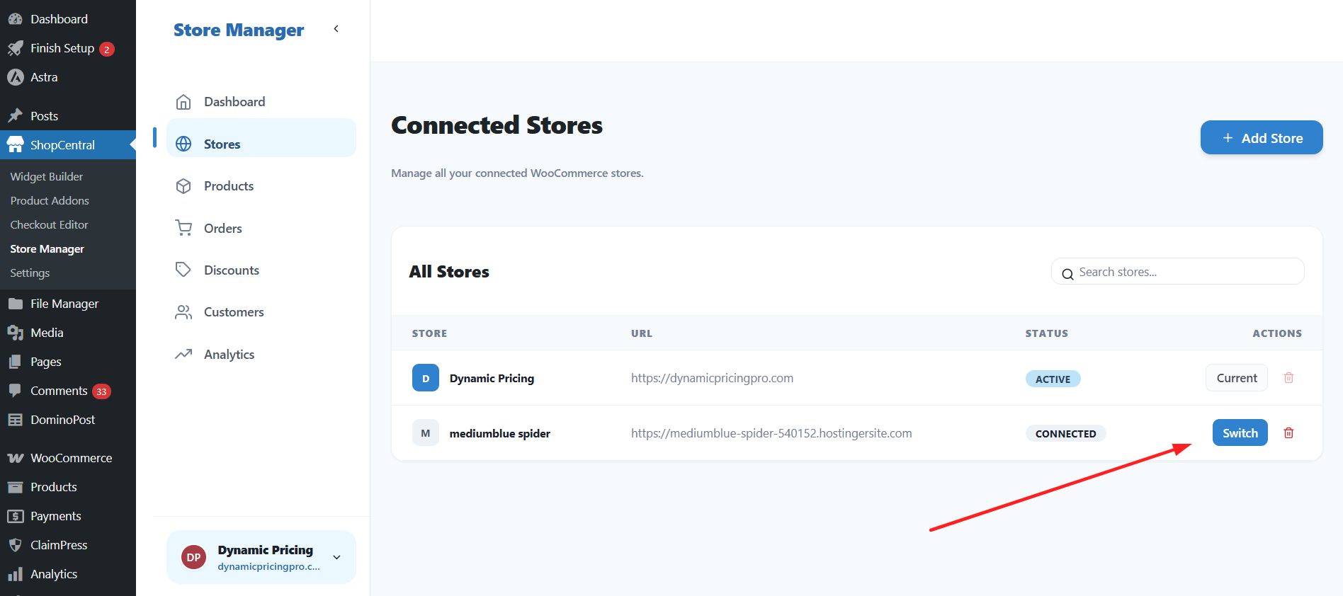 **Multi-Store Management** - Control multiple WooCommerce sites from a single "Command Center" without logging in separately.