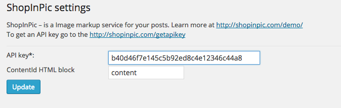 Settings page