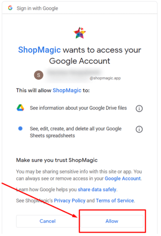 Google Sheets Token to send data from WooCommerce and WordPress with ShopMagic.