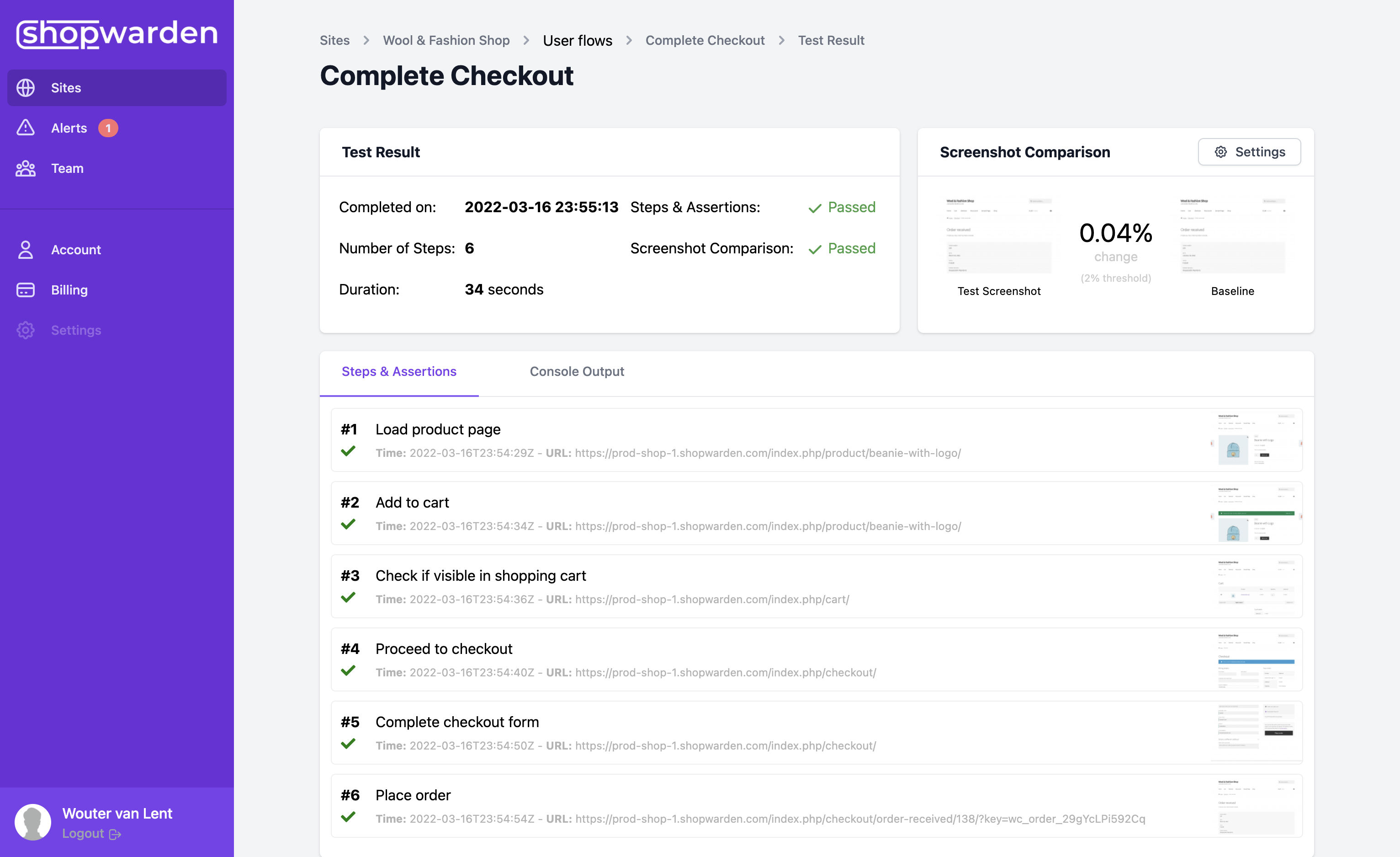 Checkout test overview