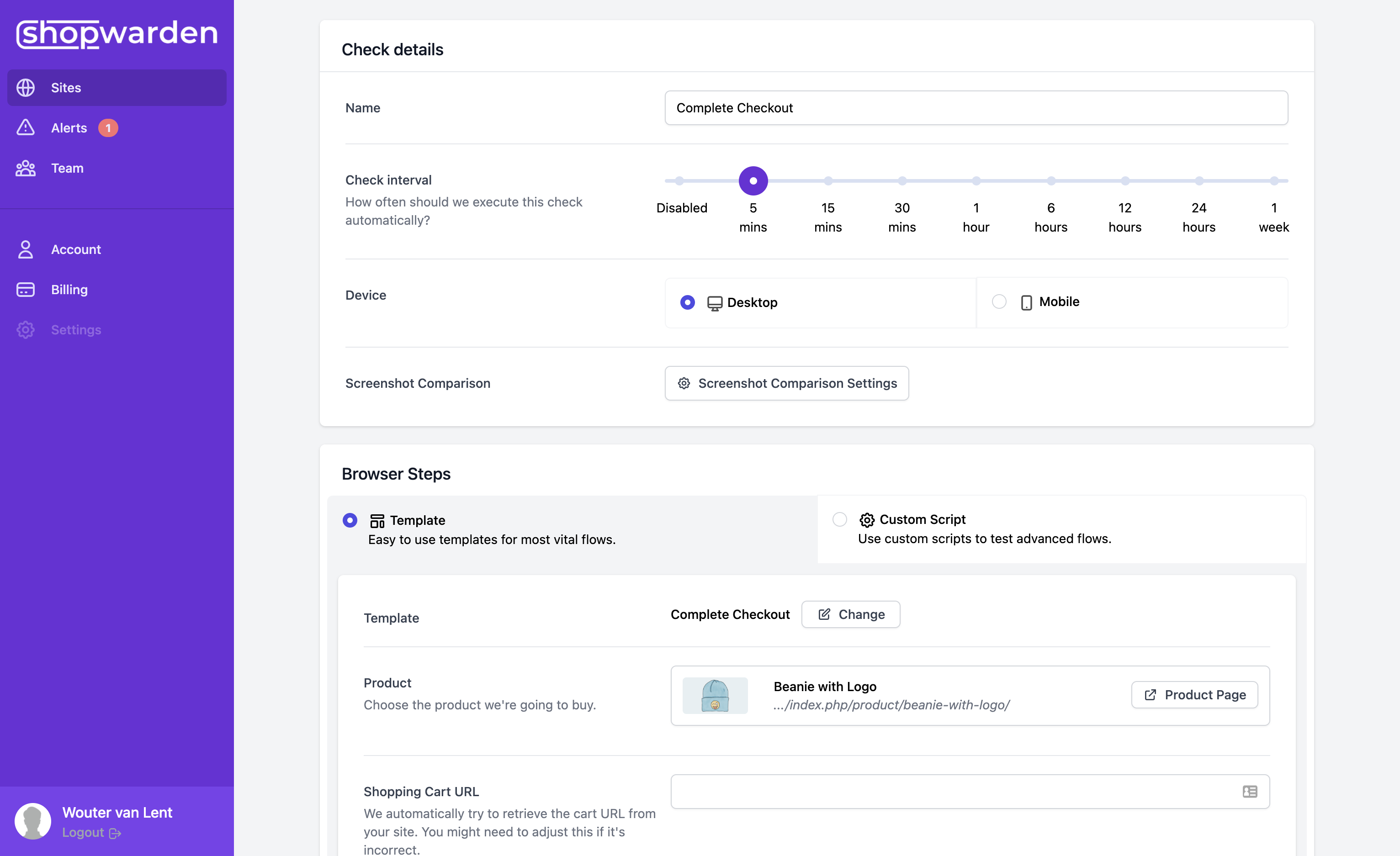 Configuring user flow tests