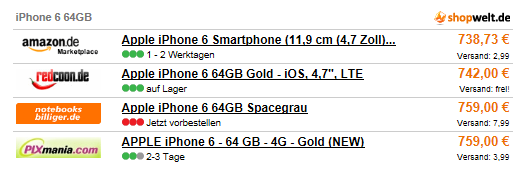 So kann das eVend.de Widget in Ihrem Blog aussehen.