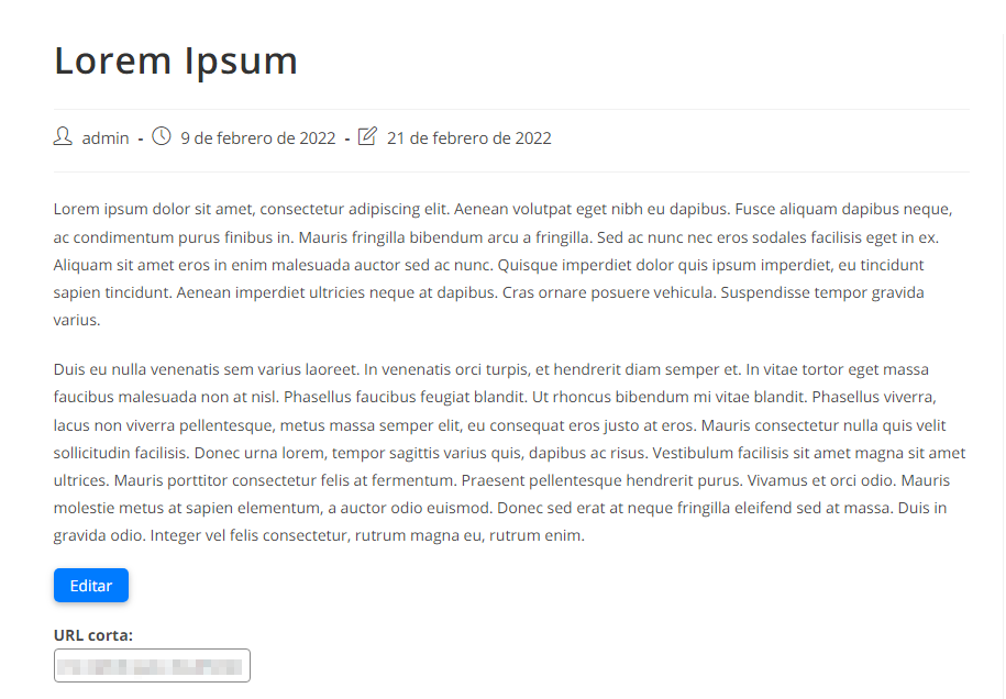 Plugin showing short URL for a blog post