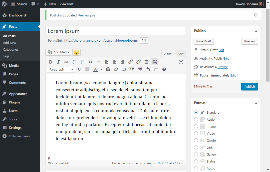 Click "Add Shortcode" and the shortcode will be added to your editor.