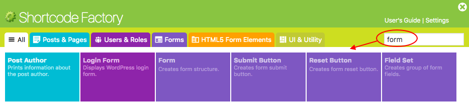 Every short code has different attributes and options