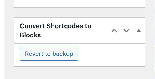 Classic editor metabox after conversion with Revert to backup.