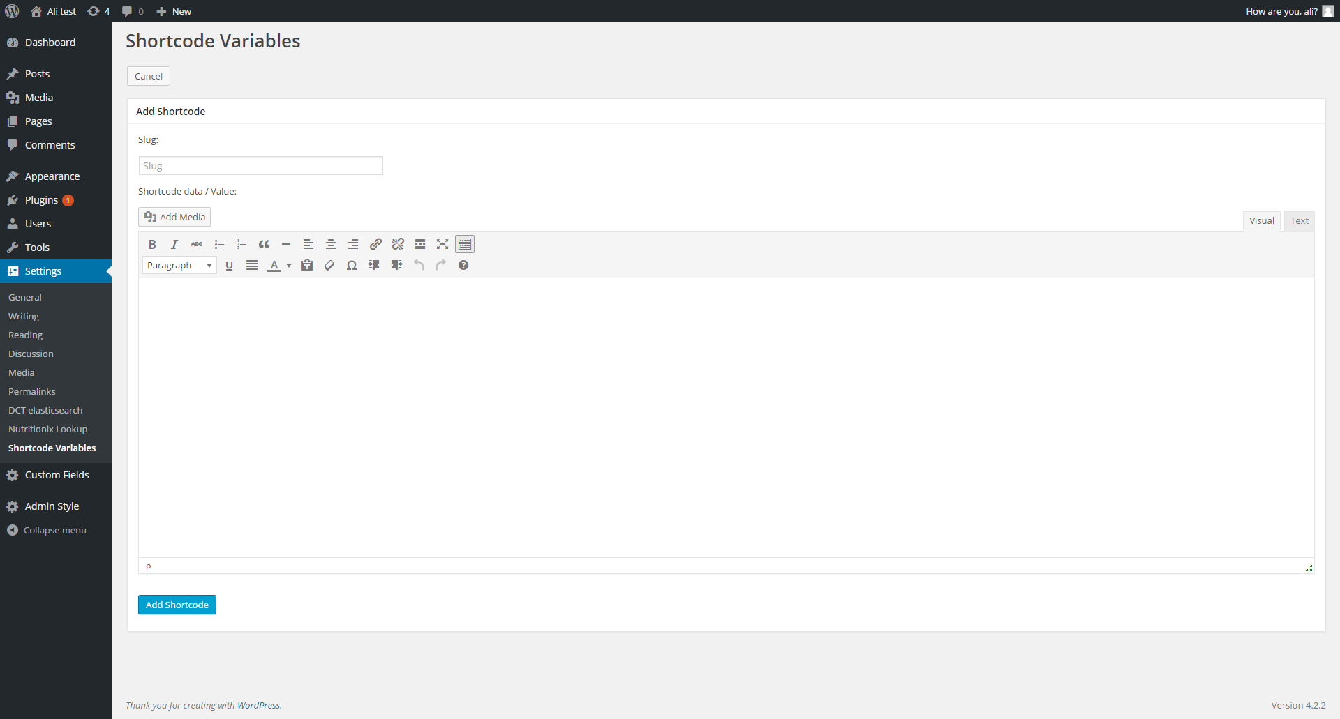 Add a new Snippet Shortcode
