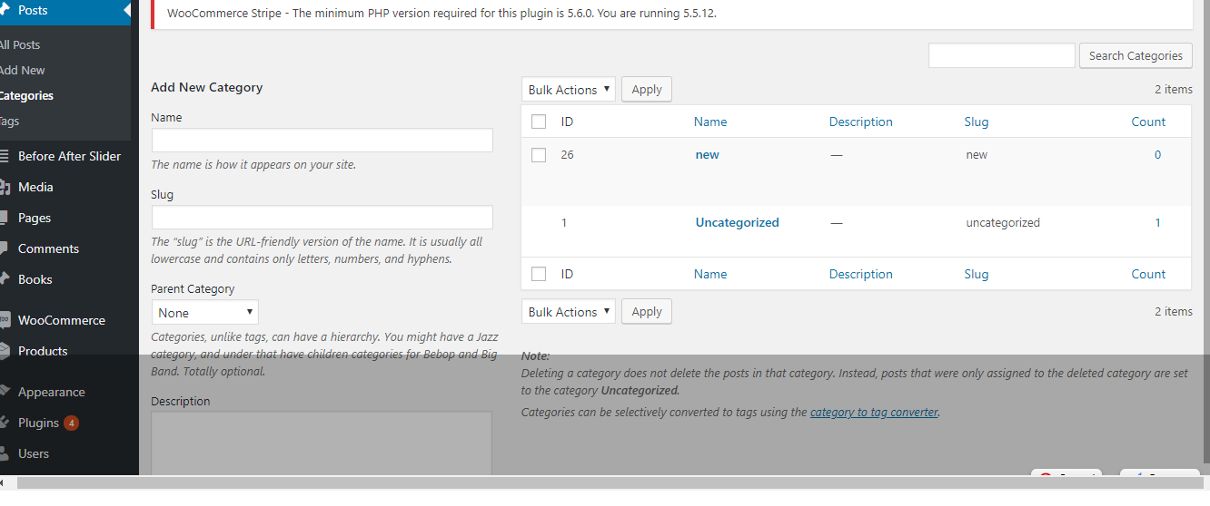 ID column On Category List Table