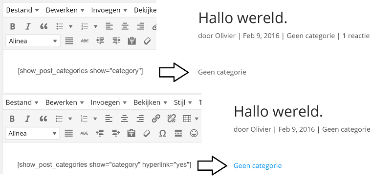 Show category with, or without, hyperlink