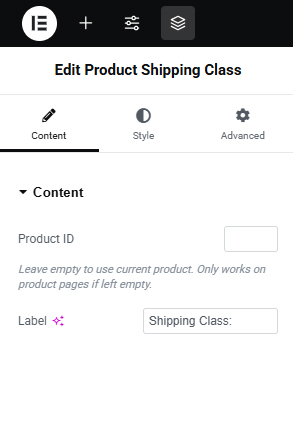 Elementor widget settings