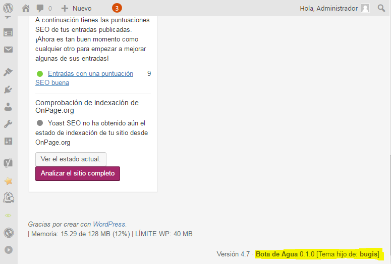 Theme displayed in Footer with parent theme (active theme is a child theme)