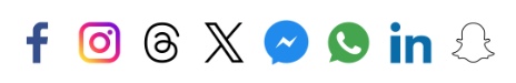 Frontend Display: Example of how the selected social media icons (color, no shape) appear on a website.