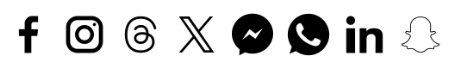 Frontend Display: Another example of how the selected social media icons (black, no shape) appear on a website.