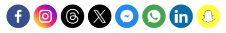 Frontend Display: Another example of how the selected social media icons (color, circular shape) appear on a website.
