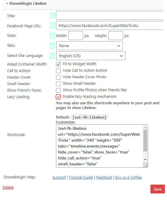 Customization of FB Page Like Box
