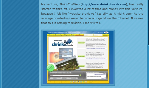 An example of an embedded website preview in post (https://shrinktheweb.com in this case)