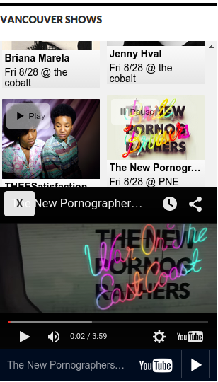 Widget with video player expanded.