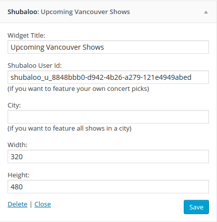 Configuration options.