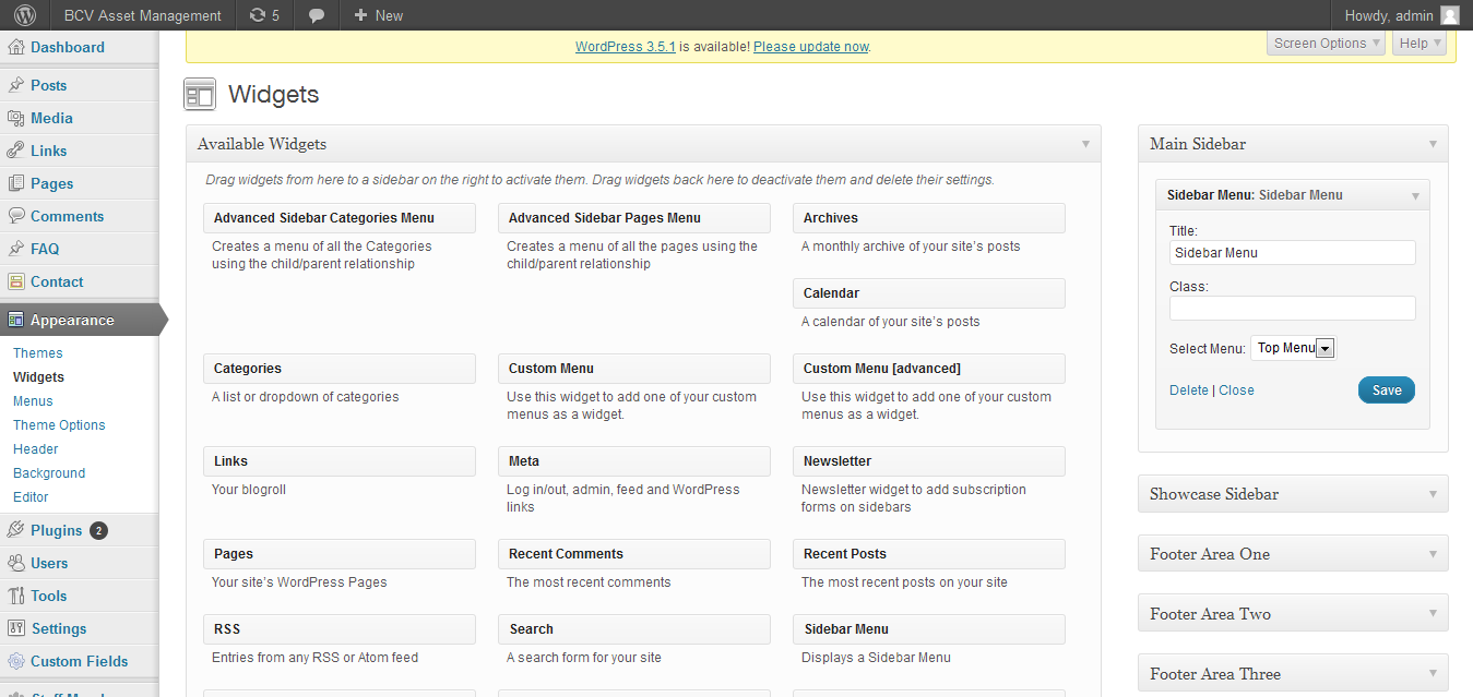 Admin Widget.