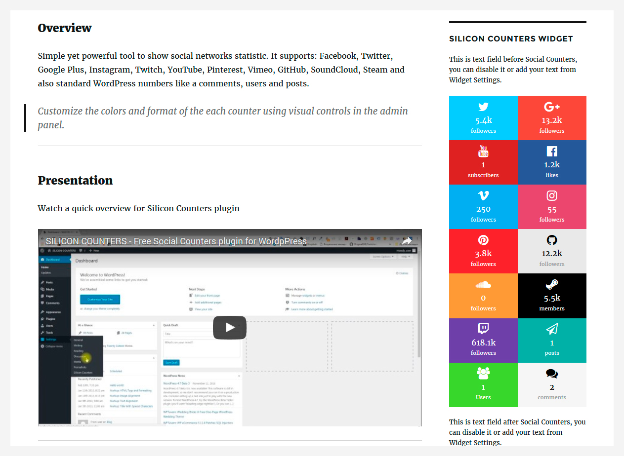 Counters in Widgets