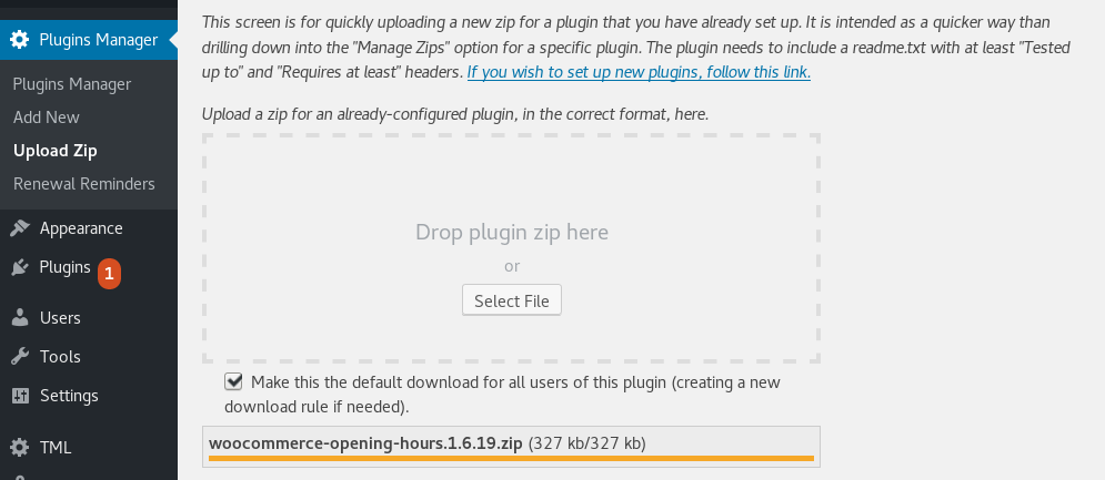 Adding a download rule for a plugin