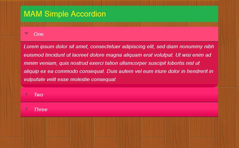 MAM Simple accordion in a post.