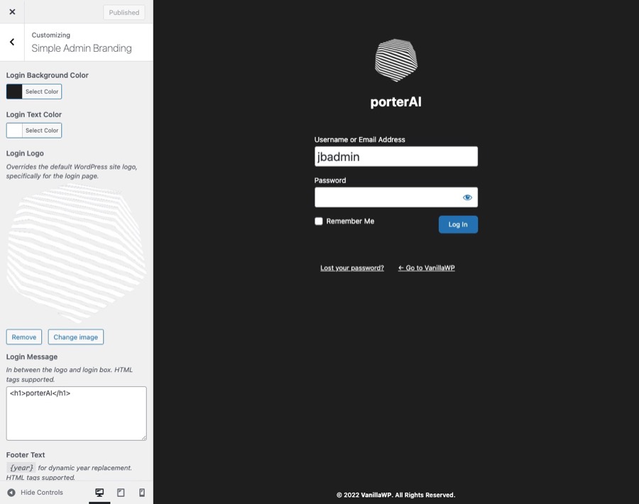 Settings in Customizer
