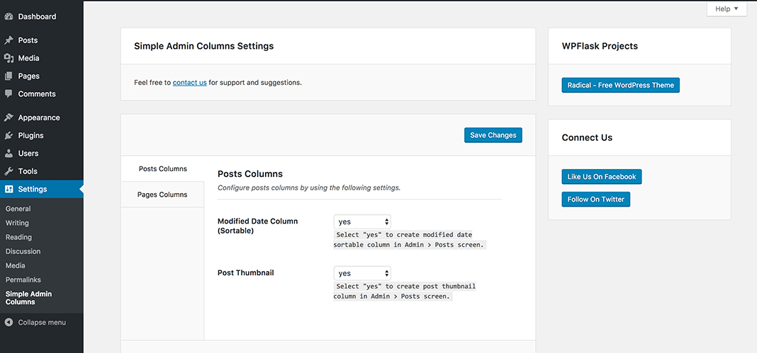 Simple Admin Columns Options: You can control the display of custom columns by using the simple options.