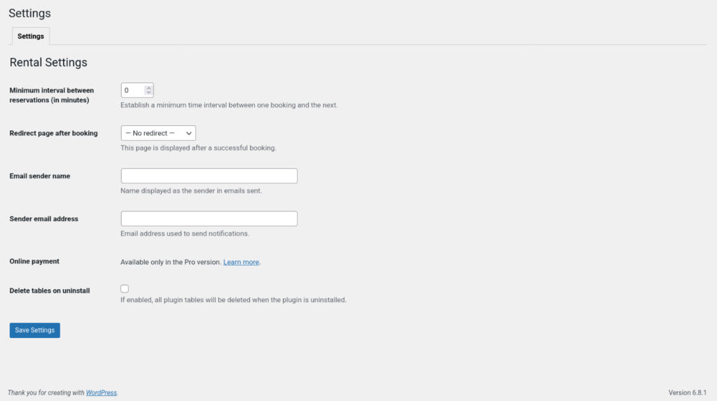 Setting Page – Configure plugin options and preferences.