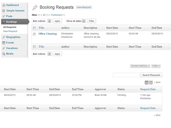 This screen shot shows the Simple Bookings summary area.