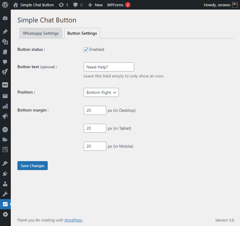 screenshot-2.png - Simple Chat Button Settings (Button Settings)