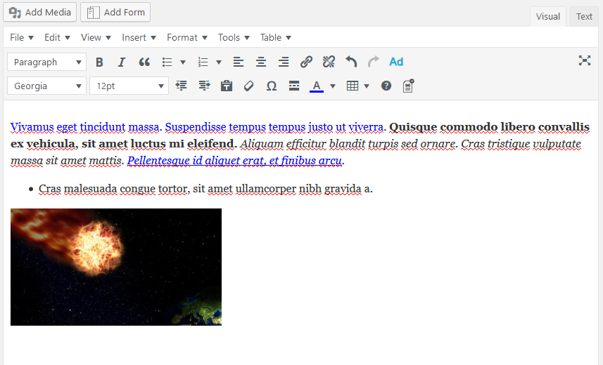 Screenshot of a sample of text style and formating modifications.