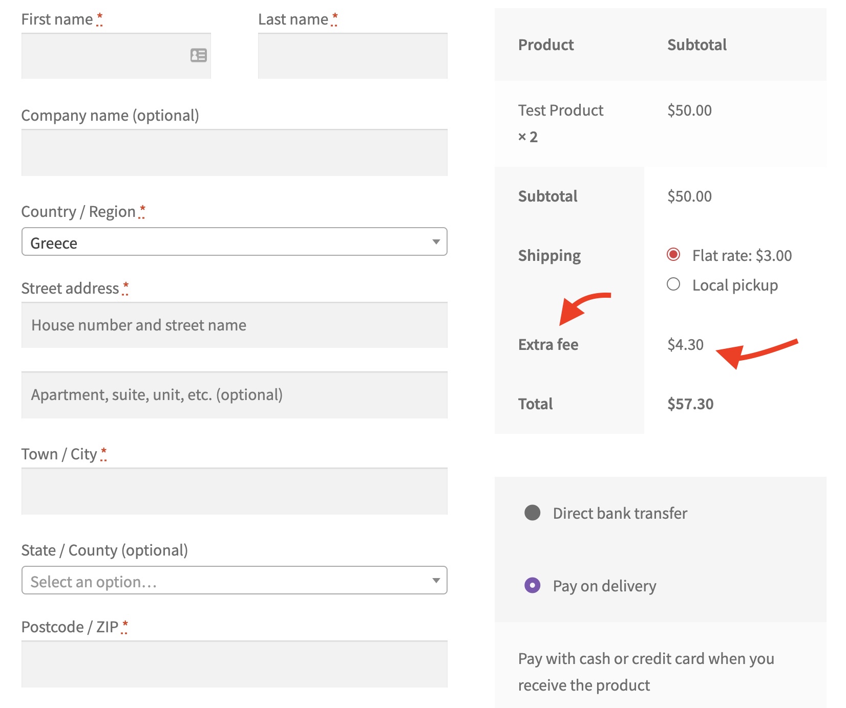How the options are shown in frontend
